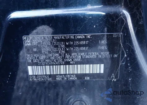 2017 Toyota Rav4 Le from USA, damaged, VIN 2T3ZFREV8HW365709